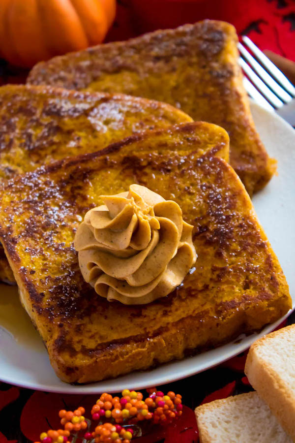 Pumpkin French Toast with Whipped Pumpkin Spice Honey Butter