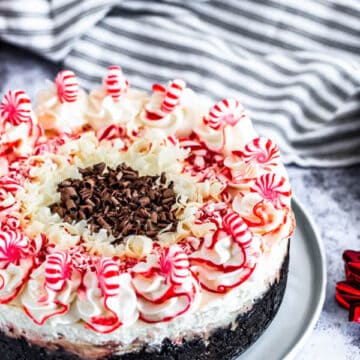 White Chocolate Peppermint Bark Cheesecake ~ Recipe