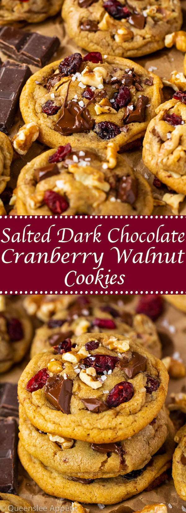 Salted Dark Chocolate Cranberry Walnut Cookies ~ Recipe